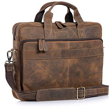 KomalC 16 Inch Leather briefcases Laptop Messenger Bags for Men and Women Best Office Satchel Bag
