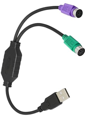 GELRHONR PS/2-auf-USB-Kabel, PS/2-Tastatur auf USB-Adapter, PS/2-Maus- und Tastatur-Verlängerungskabel, Schwarz