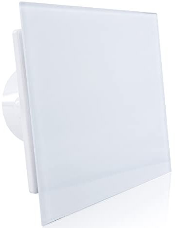 Fantronix 100 mm Timer & Humidity Sensor Fan with Stylish Glass Front Bathroom Extractor Ultra Quiet Slim Design Shower Toilet Moisture Control