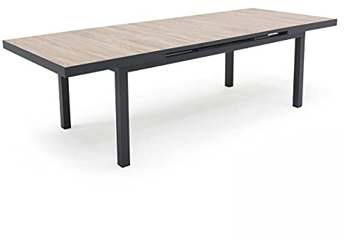 Oviala Tivoli - Mesa extensible de aluminio y cerámica imitación madera