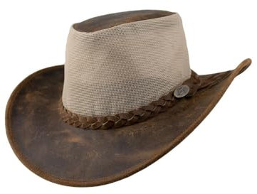 Black Jungle BUNDABERY Lederhut, Westernhut, Australienhut, Cowboyhut (Tan, M)