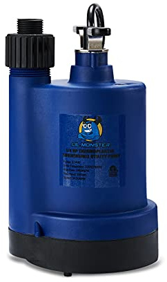 Submersible Water Pump Utility Pump Thermoplastic 1/4 HP Portable Electric Water Removal for basements, crawl spacs, rooftops and window wells, Navy-Blue