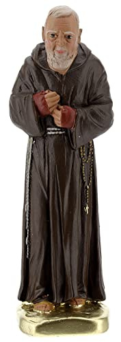 Holyart Padre Pio Statue, 20 cm in Hand-Colored Plaster Barsanti