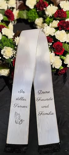 Grabschleife, Trauerschleife, Kranzschleife Gesteckschleife 15 cm breit (weiß)