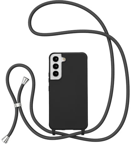 ZTOFERA Crossbody Lanyard Case for Samsung Galaxy S22 5G, Liquid Silicone Protective Phone Case with Adjustable Strap Neck Cord Necklace Girls Women Soft Cover for Samsung S22, Black