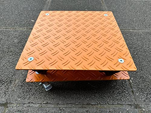 Pflanzenroller eckig orange Ral2000 200kg oder 400kg Blumenroller Untersetzer Alu Riffel mit Auswahl Rollenfarbe schwarz/silber (Alu Riffel 200kg 3,5/5 200x200mm Rolle Silber)