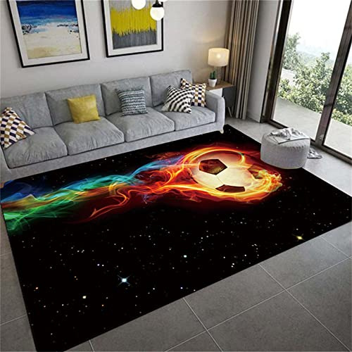 LOMDEM Sportteppich Kinderteppich Fußball Basketball Graffiti Teppich Dekorativer Wohnzimmer Schlafzimmer Teppich Jungen Jugendzimmer Teppich Waschbar Küche Bad Matte Läufer (Farbe 5,100x120 cm)