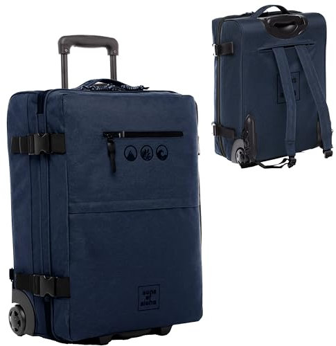 SONS OF ALOHA Backpacker Rucksack mit Rollen 3 in 1 - Handgepäck Koffer Kane Hybrid Backpack-Boardgepäck mit Rollen, 55 x 40 x 20 cm - wasserabweisend recyceltes PET, Ocean-blau