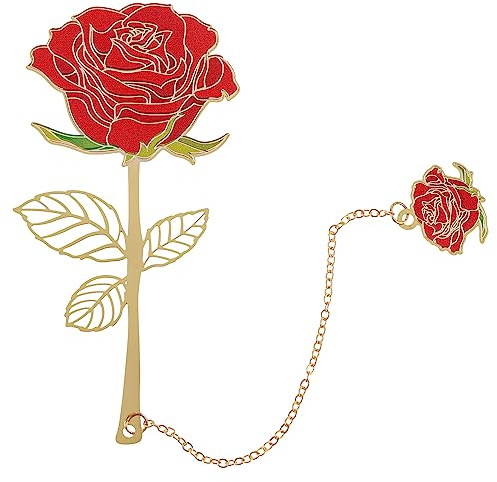 Bewudy Metall-Lesezeichen, Rose Anhänger Lesezeichen Metall Geschenke | Exquisite Lesezeichen für Buchliebhaber Studenten Lehrer Freunde Niedliche Lesezeichen Teacher's Day Graduation Geschenke