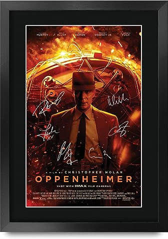 HWC Trading FR A3 Oppenheimer Geschenke Geduckter Poster Signiertes Autogramm Foto für Fans von Film Memorabilien - A3 Gerahmt