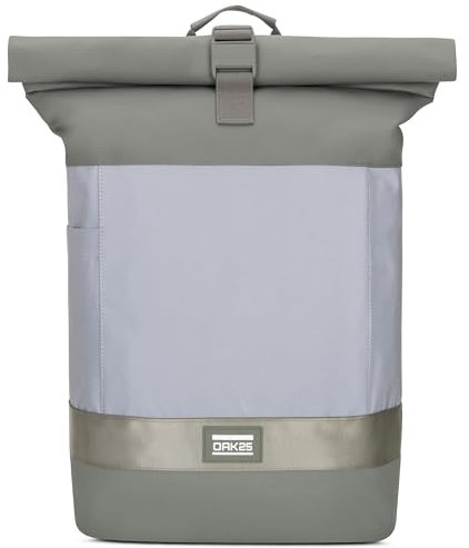 OAK25 Rolltop Rucksack Damen & Herren Grün - Commute L - Reflektierender Fahrradrucksack - Hohe Sichtbarkeit & Sicherheit - Fahrrad Daypack mit Laptop Fach - Wasserabweisend