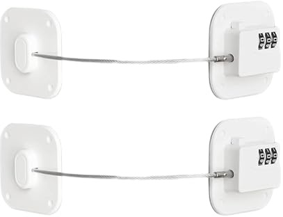 Refrigerator Lock,Combination Lock for Refrigerator Cabinets,Heavy Duty Fridge Lock,Child Safety Cabinet Locks,Easy Install No Keys Needed (White 2pcs)