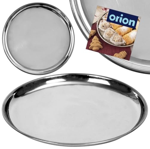 orion group Serviertablett Servierplatte Servierteller Kellnertablett aus Stahl rund 28 cm