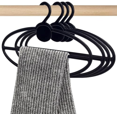 AHANDMAKER Lot de 10 cintres ovales noirs pour écharpe, cravate, rangement pour écharpes, foulards, 22 cm