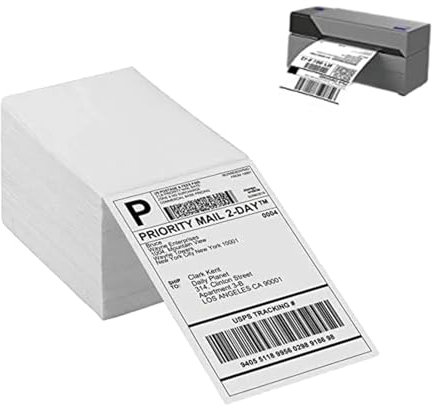 Thermodruckerpapier, Thermoetiketten für Versandadressen - Falten Sie Barcodes für direkte thermische Adresse Porto | Starke Klebkraft 500 Etiketten pro Stapel