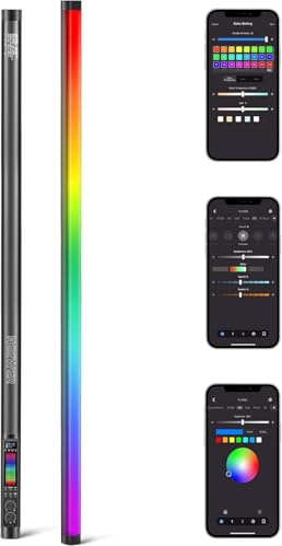 NEEWER TL120C RGB Videoleuchte Lichtstab, 42W Vollfarb RGBWW Leuchtstab LED Videolicht mit APP/2,4G/DMX Steuerung, Handlichtstab mit 7 Pixel Effekte/18 Szenen,2500-10000K CRI97+ TLCI98+, 6000mAh Akku