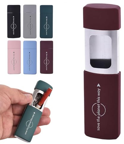 Murago - Taschenaschenbecher Rubber Bordeaux Rot - mit Deckel zum Schieben Ascher für die Handtasche unterwegs geruchsdicht klein Metall für draussen matt