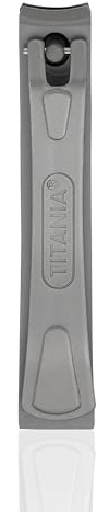 TITANIA Edelstahl Nagelknipser groß • Nagelzwicker für Fingernägel & Fußnägel • Scharfer Nail Clipper aus rostfreiem Edelstahl • Für Hände & Füße • Nagelschneider für Damen & Männer Grau