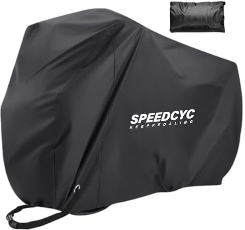 SPEEDCYC Bike Cover Waterproof Bicycle Tarpaulin 210D Heavy Duty Rain Sun UV Wind Proof Cover for Outdoor Storage Mountain Road Electric Bike with Lock Holes & Storage Bag 190x65x98cm,L