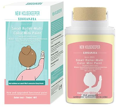 lmoikesz 2 in 1 Rollenbürste, einfache und einfache Reparatur von Wandfarben, kleine Mehrfarben Rollenbürste, Kunststoff Farbroller, Latexfarbe, Gelb