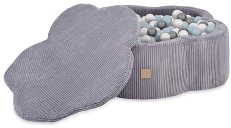MISIOO Bällebad Blume/Wolke für Babys und Kinder - 95x30cm - Hochwertiger Stoff - Bällebad Baby ab 1 Jahr - Inklusive Matte und 200 Bälle - Perfekt für Kleinkinder und Spielspaß