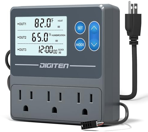 SENSTREE Digital Temperature Humidity Controller Pre-Wired Outlets for Mushroom, Reptile, Heating/Cooling On Outlet 1, Humidifier/Dehumidifier On Outlet2, Timer On Outlet 3