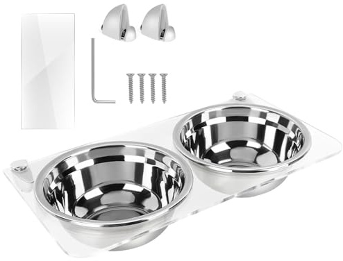 Katzennäpfe zur Wandmontage, erhöhte Katzennäpfe, Edelstahl-Futterspender für Katzenfutter, Hundewassernäpfe, Wandmontierte Katzennäpfe mit erhöhtem Design für einfaches Füttern und Trinken