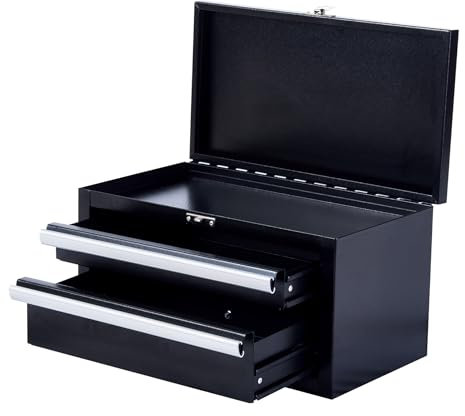 Sumeruz Mini-Werkzeugkasten mit Schubladen, kleiner Metall-Werkzeugkasten, Mikro-Top-Werkzeugkiste zur Aufbewahrung von Werkzeugen, Mehrzweck-Aufbewahrungskoffer, Organizer (Schwarz 01)