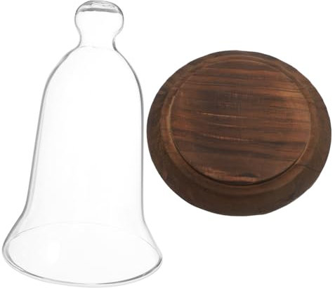PRETYZOOM Glasglocke Mit Holzsockel Klarer Ausstellungsdom Für Konservierte Blumen Sukkulenten Tischdeko Schutz Vor Staub Borosilikatglas Vitrine Für Pflanzen