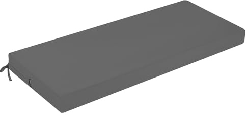 PRIMEPATIO Bankauflage Outdoor, Bequeme Schaumstoff Bankkissen Sitzauflage, Wasserdicht Sitzkissen, Hollywoodschaukel Auflagen mit Bändern, Verdicktes Polster für Gartenmöbel 140x40 cm, Grau
