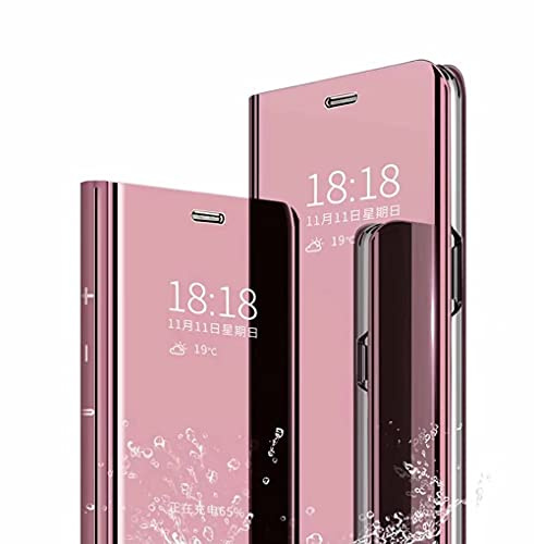 BAIDIYU Fodral kompatibelt med Samsung Galaxy A56 5G, spegelsidigt smart flip skyddsfodral, fullt skydd, skyddsfodral kompatibelt med Samsung Galaxy A56 5G. (roséguld)