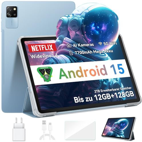 Blackview Tab 60 Pro Android 15, 12GB RAM + 128GB ROM/2TB TF, 10 Zoll mit Widevine L1, Unisoc T606 Octa-core Gaming, Dual 4G SIM, 5G WiFi, 7700mAh/Face ID/GMS/GPS