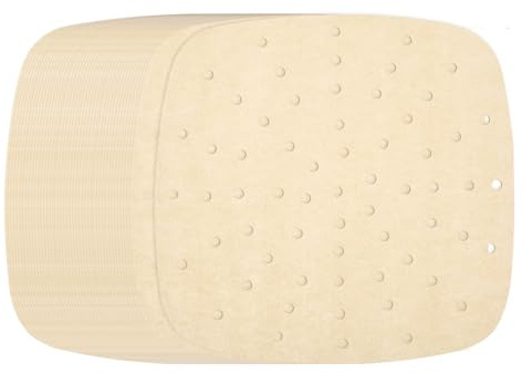 sourcing map 200pcs Air Fryer Liners 10 Inch Square Bamboo Steamer Liners with Holes Non-Stick Perforated Parchment Paper Sheets Disposable Steamer Paper for Air Fryers Steaming Basket, Brown