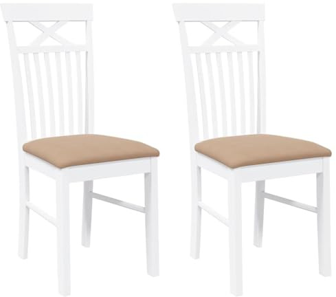 vidaXL Sillas de Comedor con Cojines 2uds Madera Maciza Blanco Caucho