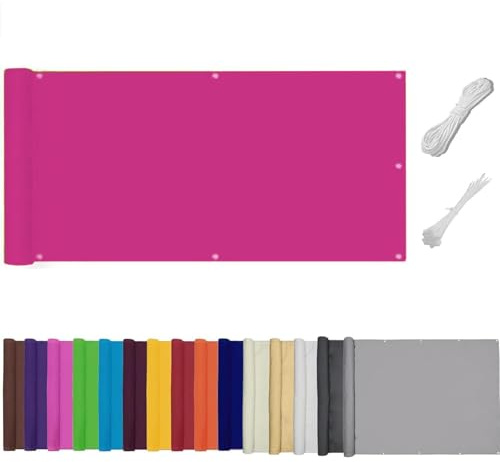 QSZTJJ Balcon Privacidad, Privacidad de Balcón y Pantallas, 180g/㎡ PES,Protección UV,Impermeable,Malla de Ocultación para Jardín Exterior,Resistente al Viento,Incluye Bridas (0.7x2m,Rosa)
