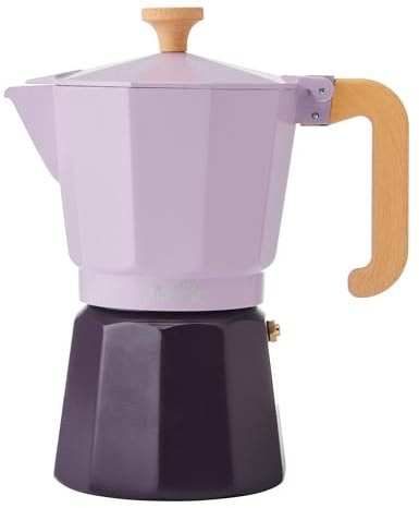 La Cafetière Tetera Espresso 6 Tazas Color Púrpura Bicolor, Fabricada en Aluminio, Compatible con Gas, Eléctrica, Vitrocerámica, Tetera Espresso Tradicional Italiana, Sólo Lavable a Mano, 290 ml