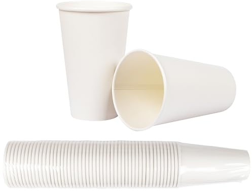 HEKU 50 weiße Einweg-Pappbecher, 0,3 l, aus Frischfaser, beschichtet, umweltfreundlich, recyclingfähig, FSC-zertifiziert, für heiße & kalte Getränke, ideal für Partys, Events, Büros