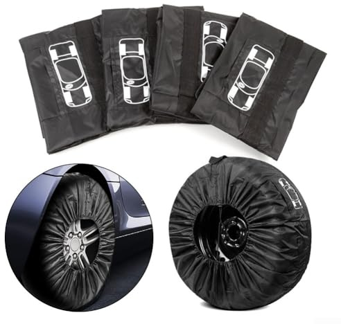Lot de 4 sacs robustes pour pneu de secours de voiture avec poignées de transport pratiques (ceinture noire S)