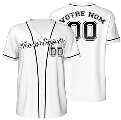 Maillot de Foot personnalisé Chemise Baseball Homme avec Prénom Numéro Logo Cadeau Personnalisable Maillot Football americain Jersey pour Femme Jeunes Uniforme de Sport S-4XL