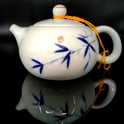 Théières Théière Chinoise Puer Kung Fu Te Guan Yin Vert Jingdezhen Porcelaine Vintage Avec Passoire En Céramique Bambou Argile Blanche Théière Service A Thé