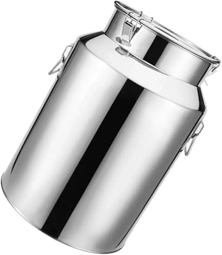 Seau Inox avec Couvercle Hermétique – Pot à Lait en Acier Inoxydable, Bidon de Transport Multifonction pour Vin, Eau, Huile et Pots à Crème et Lait(A,A,6 Litres)