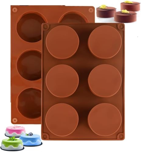 Bamutu 2 Pack Cylinder Silicone Moulds - 6-Cavity Round Baking Mould for Cheesecakes, Covered Biscuits & Soap Making | Reusable Pudding, Cupcake Trays | Dishwasher Safe & BPA-Free