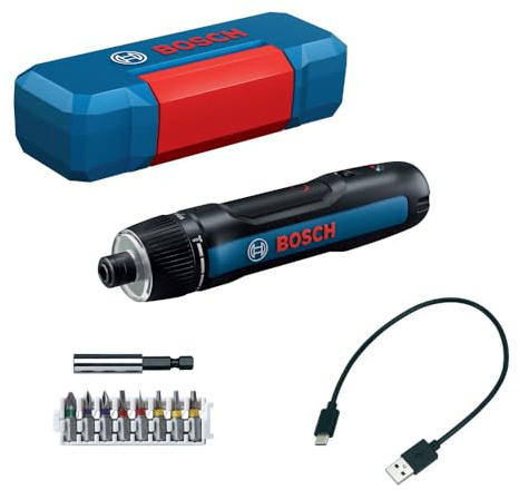 Bosch GSD4V-35 - Destornillador recargable USB-C de 4 V Max - Diseño compacto, activación dual, bloqueo universal de brocas, 8 ajustes de par, luz de trabajo LED