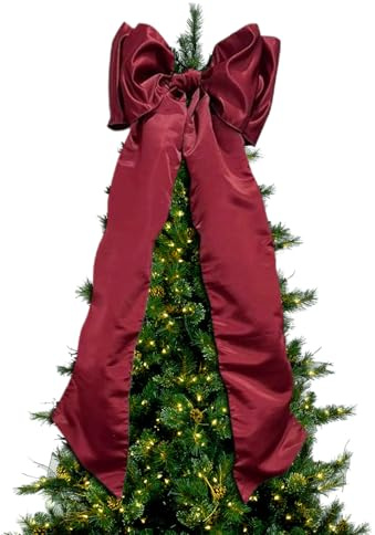 TocaFeank Weihnachtsschleifen | Rote Dekorationen Heimdekoration - Schleifen Schmuck Für Weihnachtsbaum Spitze | Für Wohnzimmer Schlafzimmer Außenbereich Terrasse Restaurant Geschäft Hotel