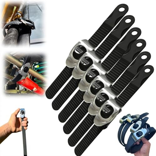 Strapazierfähiger Grip-Lock-Gurt, anschließbare Mehrzweck-Ratschengurte, wiederverwendbar, verstellbar, abschließbar, zur Sicherung von Ladung, Möbeln, Ausrüstung, um alles zu sichern (6 Stück)