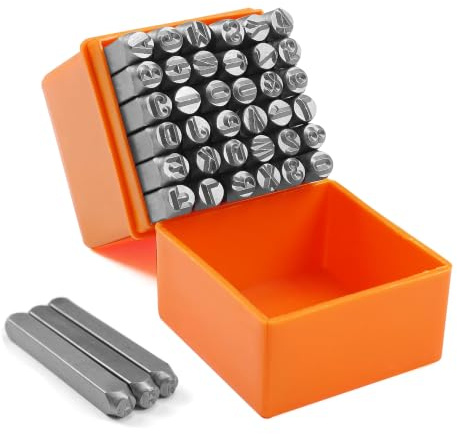 Uadme Schlagbuchstaben Zahlenstempel, 37 Stück 64x6mm Kohlenstoffstahl Prägestempel Leder, Lederverarbeitung Punziereisen mit Aufbewahrungsbox