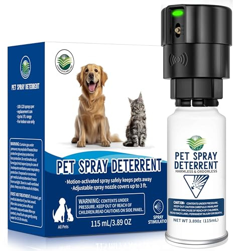 diloqio Motion Activated Pet Deterrent Spray System for Cats & Dogs Odorless Pet Deterrent, Senses Pets Up to 8 Feet Away, Friendly & Safe