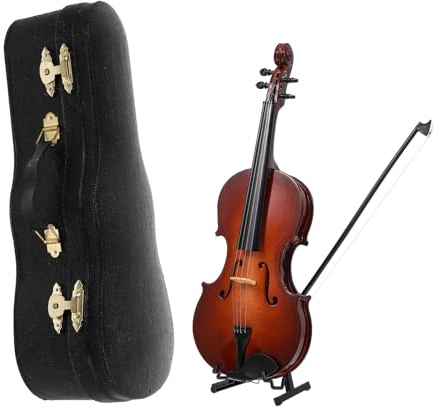 NIYANGLE Miniatura di Violino 25 Cm Supporto e Custodia, Accessori per Prestazioni Musicali, Decorazione la Casa e Giocattolo Educativo