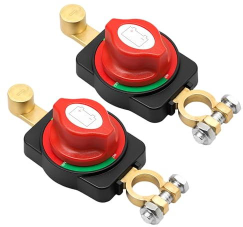 2PCS Desconectador de Batería Coche 12-48V ON/OFF, Cortacorrientes Batería con Interruptor Aislador, Aislador de Batería para Coche Barco Camión Camper Caravana Moto, Interruptor Desconexión Batería