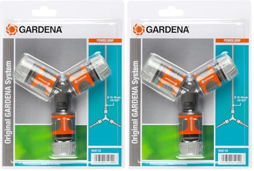 Gardena Abzweig-Satz für 13 mm (1/2 Zoll)- und 15 mm (5/8 Zoll)-Wasserschläuche: Wasserdichter Abzweig-Verbinder für eine einfache Wasserteilung (18287-20) (Packung mit 2)